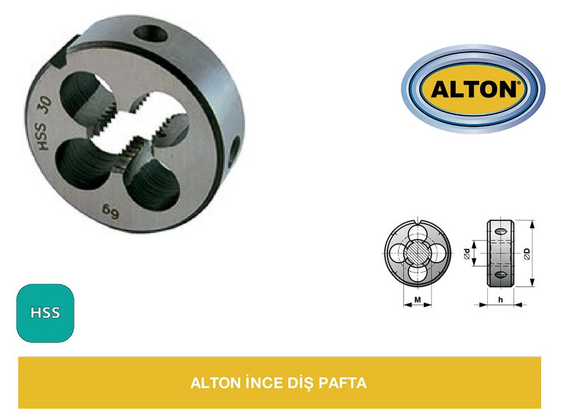 Alton İnce Diş Pafta - M20X1,5