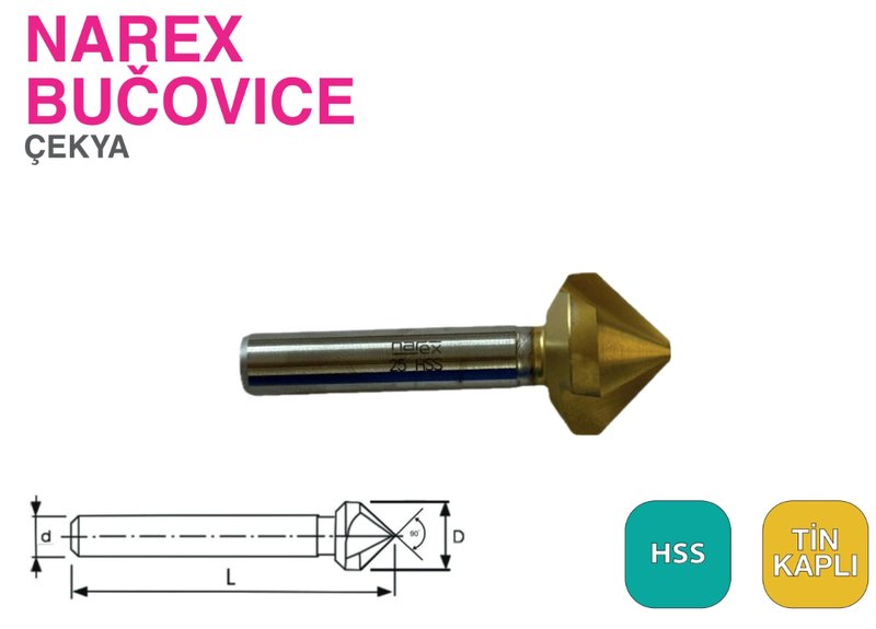 Narex 90° Havşa Freze TIN Kaplı Q11,5